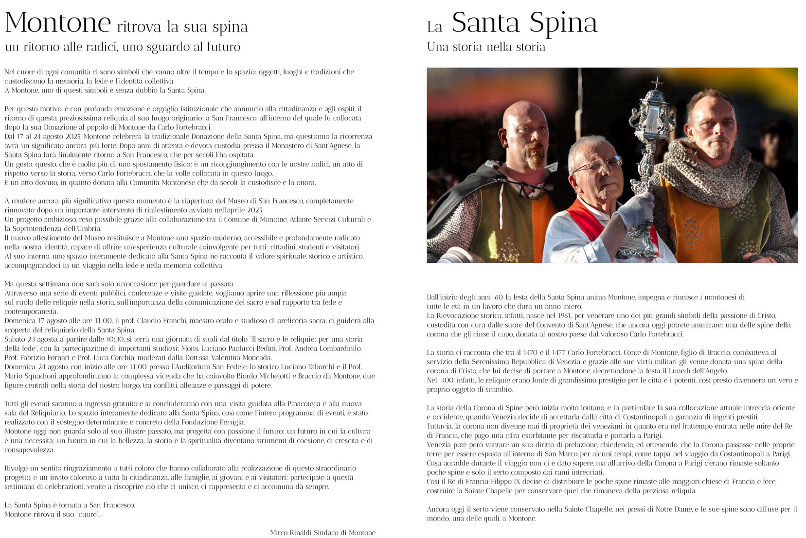 Programma - Donazione della Santa Spina 2025 Montone