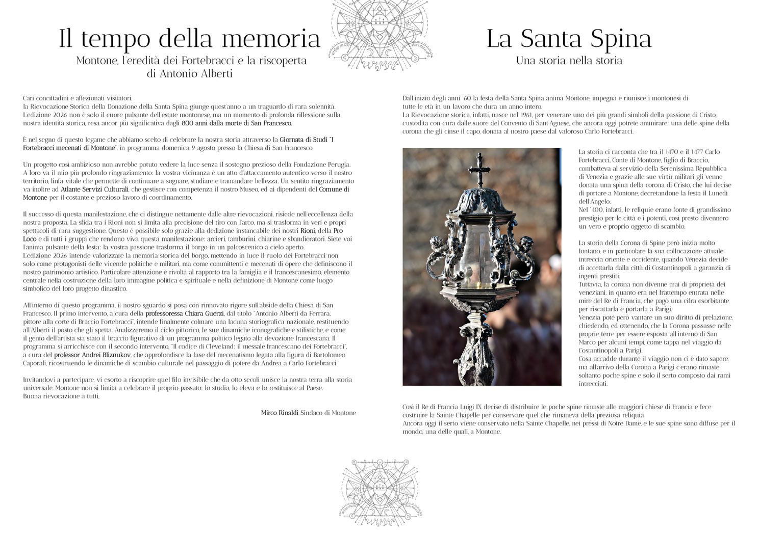 Programma - Donazione della Santa Spina 2026 Montone