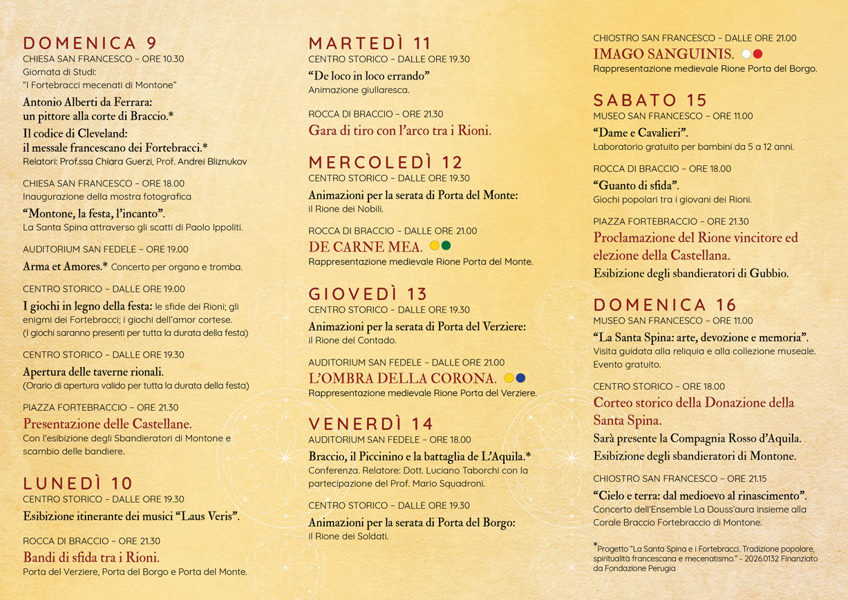 Programma - Donazione della Santa Spina 2026 Montone
